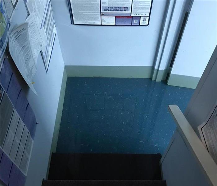 Flooded stair well 
